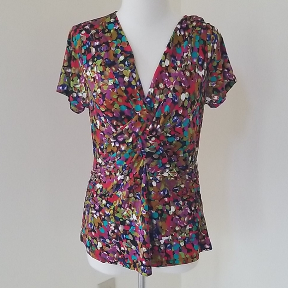 Spense Tops - Spense knits XL violet multi S/S criss cross top .